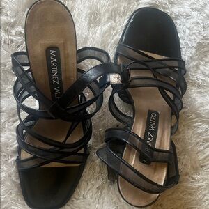 Martinez Valero Black Wrap Sandals